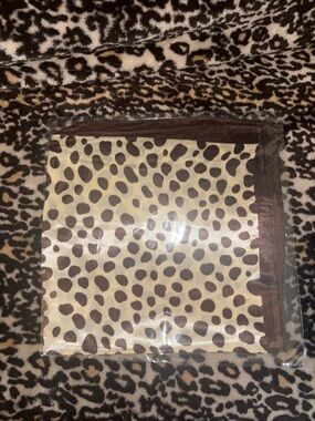 Leopard Print Satin Scarf - Cream and Brown